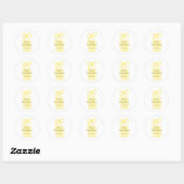 Baby shower Yellow Bow waterverf Elegant Modern Ronde Sticker (Vel)