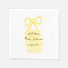 Baby shower Yellow Bow waterverf Elegant Modern Servet