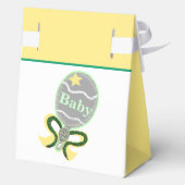 Baby shower Yellow Green Rattle Bedankdoosjes (Achterkant)