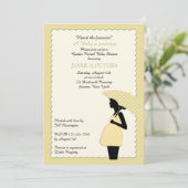 baby shower Yellow Polka Dot Umbrella Invitation Kaart (Staand voorkant)