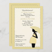 baby shower Yellow Polka Dot Umbrella Invitation Kaart (Voorkant / Achterkant)