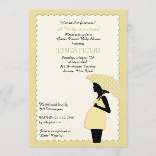 baby shower Yellow Polka Dot Umbrella Invitation Kaart
