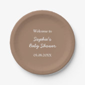 Baby shower zacht bruin minimalistisch papier Bord (Voorkant)