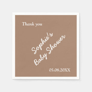 Baby shower zacht bruin minimalistisch papier serv servet