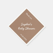 Baby shower zacht bruin minimalistisch papier serv servet (Hoek)