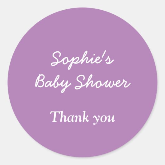 Baby shower zacht Paarse dank u Sticker (Voorkant)