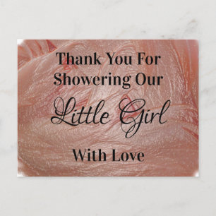 Baby Shower Zacht Roze Meisje Elegant Bedankt Briefkaart