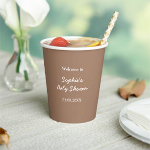 Baby shower zachte bruine minimalistische papieren bekers