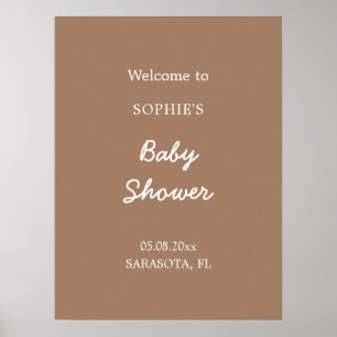 Baby Shower Zachte Bruine Welkomstposter Poster