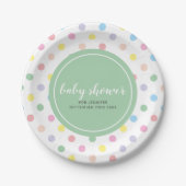 Baby shower Zachte pasta Polka Dots Papieren Bordje (Voorkant)