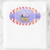 Baby shower zalm Roze Chevron Ovale Sticker (Tas)