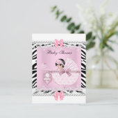  Baby shower Zebra Baby Girl Pink Lace Kaart (Staand voorkant)
