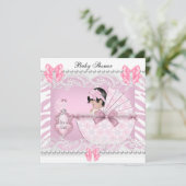  Baby shower Zebra Baby Girl Pink Lace Kaart (Staand voorkant)
