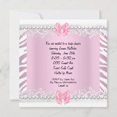  Baby shower Zebra Baby Girl Pink Lace Kaart (Achterkant)