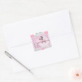  Baby shower Zebra Baby Girl Pink Lace Vierkante Sticker (Envelop)