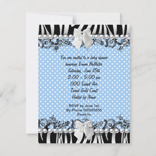  Baby shower Zebra Kaart (Achterkant)