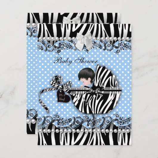  Baby shower Zebra Kaart (Voorkant / Achterkant)
