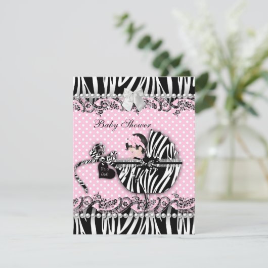  Baby shower Zebra Kaart (Staand voorkant)