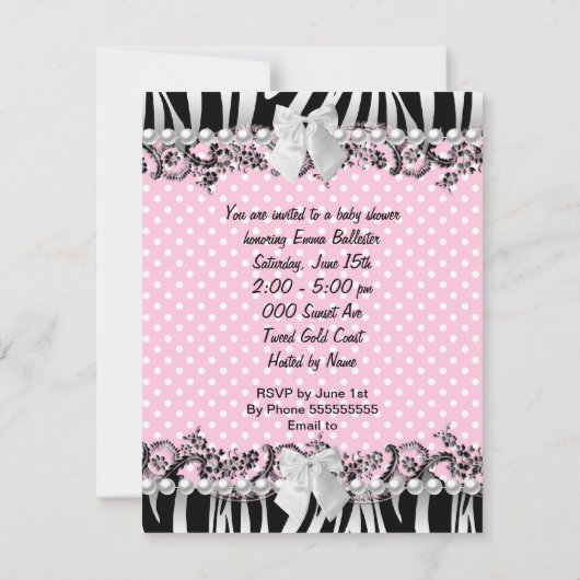 Baby shower Zebra Kaart (Achterkant)