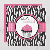 Baby shower Zebra Print & Cupcake Kaart (Voorkant / Achterkant)