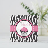 Baby shower Zebra Print & Cupcake Kaart (Staand voorkant)