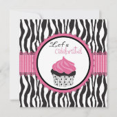 Baby shower Zebra Print & Cupcake Kaart (Voorkant)