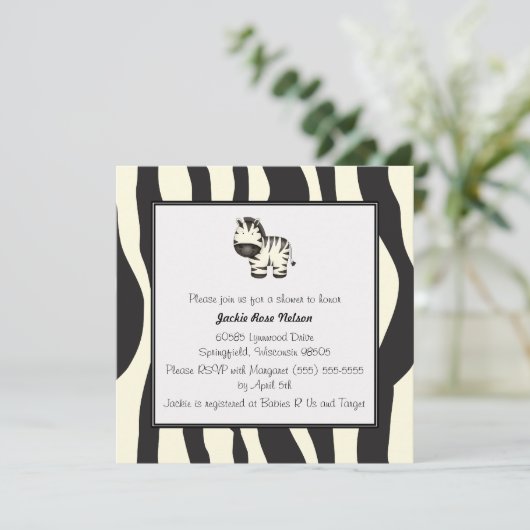 Baby shower Zebra Print Kaart (Staand voorkant)