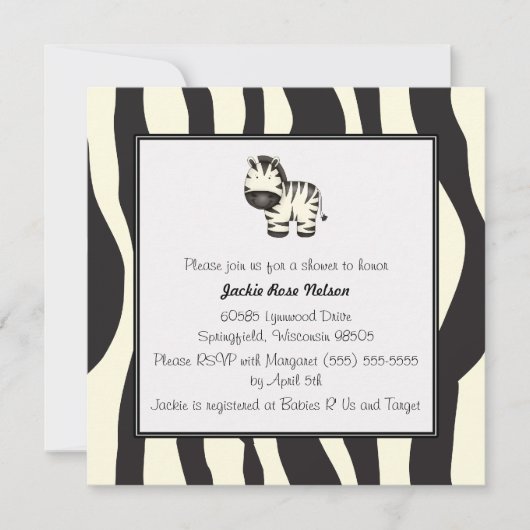 Baby shower Zebra Print Kaart (Voorkant)