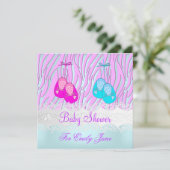 Baby shower Zebra roze blauw babymeisje of jongen Kaart (Staand voorkant)