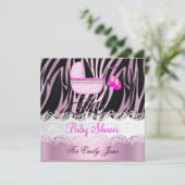 Baby shower Zebra Roze White Baby Girl Kaart (Staand voorkant)