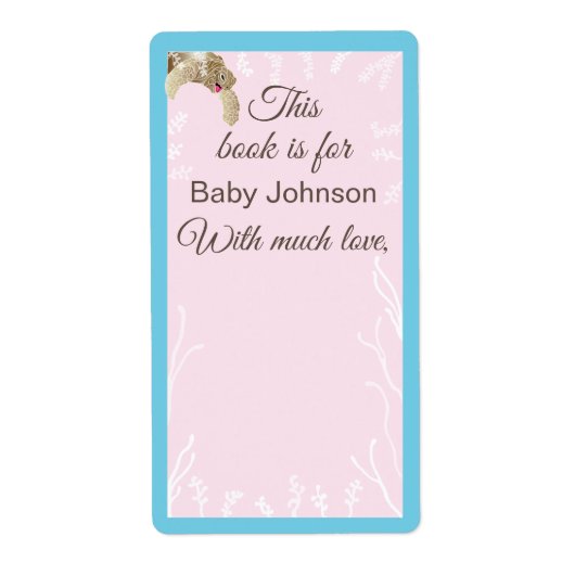 Baby shower "Zee schildpad" Bladplaat 8 Etiket (Voorkant)