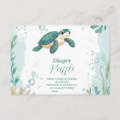 Baby shower Zee Schildpad Waterverf Diapper Raffle Informatiekaartje (Voorkant)