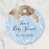 Baby shower Zee Turtle Blue Bedankjes Labels (Achterkant)