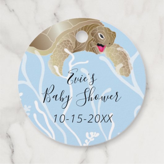 Baby shower Zee Turtle Blue Bedankjes Labels (Achterkant)