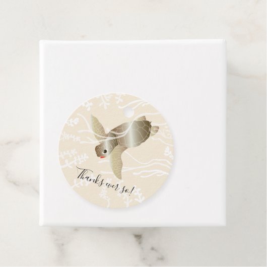 Baby shower Zee Turtle Blue Bedankjes Labels (In situ)