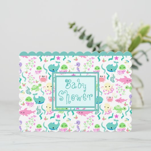 Baby shower zeeen kaart (Staand voorkant)