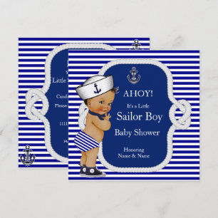 Baby Shower Zeeman Blauw Gestreepte Bruine Haarkle Kaart