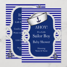 Baby Shower Zeemanshoed Jongen Blauw Streep