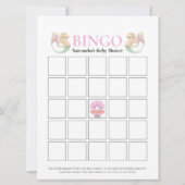 Baby shower Zeemeermin Moeder Roze Wit Bingo Game Kaart (Voorkant)
