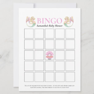 Baby shower Zeemeermin Moeder Roze Wit Bingo Game Kaart