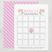 Baby Shower Zeemeermin Moeder  Roze Witte Bingo Sp Kaart (Voorkant / Achterkant)