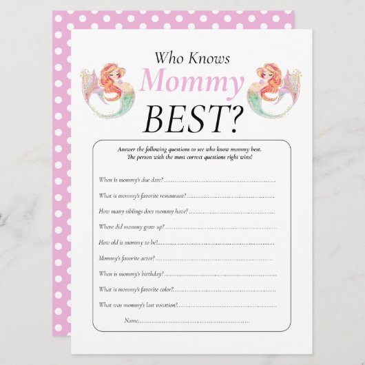 Baby Shower Zeemeermin Onder De Zee Kent Moeders  Kaart (Voorkant / Achterkant)