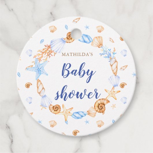 baby shower zeeschelpen bedankjes labels (Voorkant)
