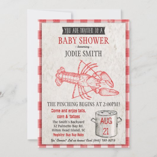 Baby shower Zeevruchten Boil Invitation Kaart (Voorkant)