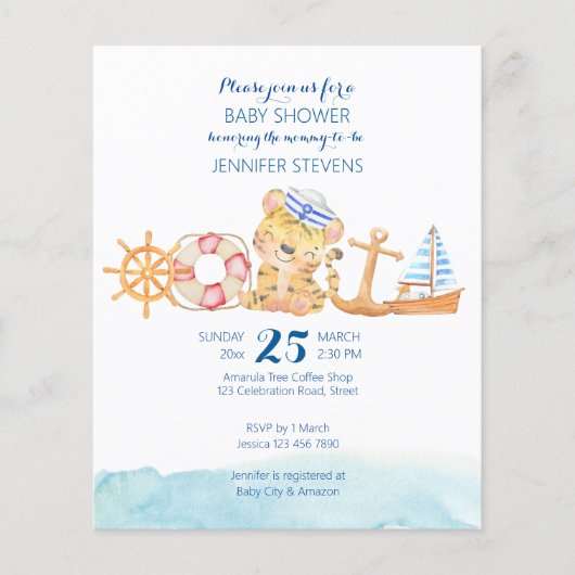 Baby shower zeezeilpastelbegroting (Voorkant)