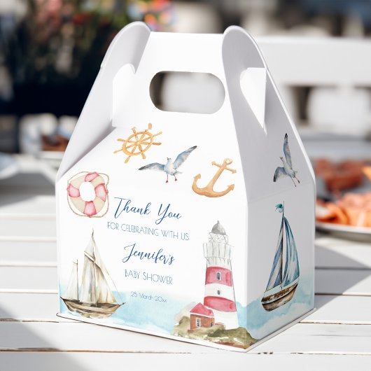 Baby shower zeezeilthema bedankdoosjes