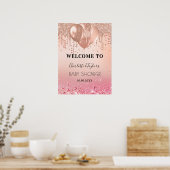 Baby shower zegelbaar roos goud glitter welkom poster (Keuken)