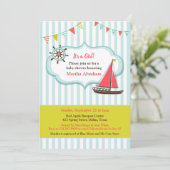 Baby shower Zeilboot Baby Girl Invitation Kaart (Staand voorkant)