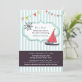 Baby shower Zeilboot Jongensuitnodiging Kaart (Staand voorkant)