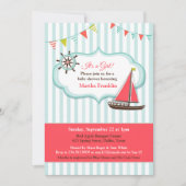 Baby shower Zeilboot Jongensuitnodiging Kaart (Voorkant)